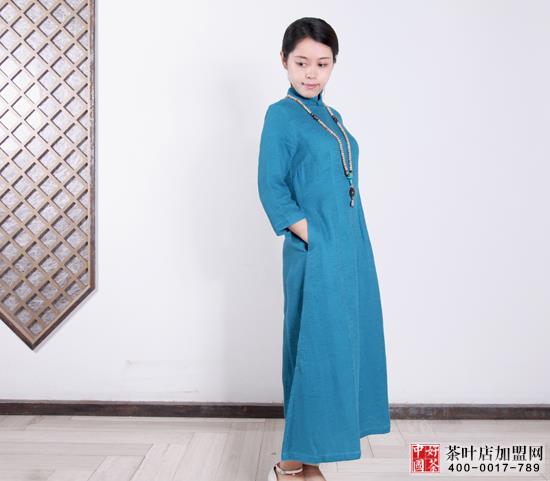 美女茶服,茶叶加盟店,惜物茶服--精致长衫系列-茶服2