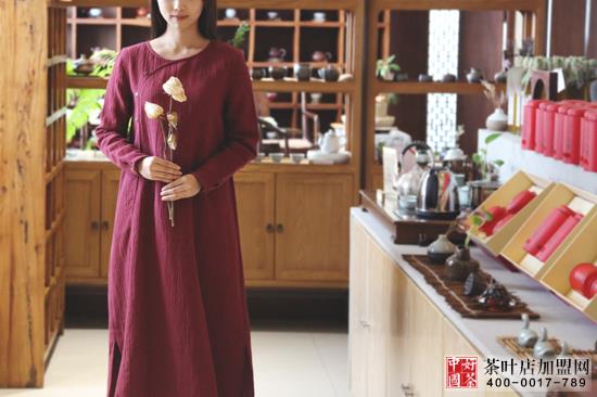 女士茶服,茶叶加盟店,惜物茶服--精致休闲长衫系列，茶服2