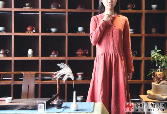 女士茶服,茶叶加盟店,惜物茶服--精致休闲长衫系列，茶服4