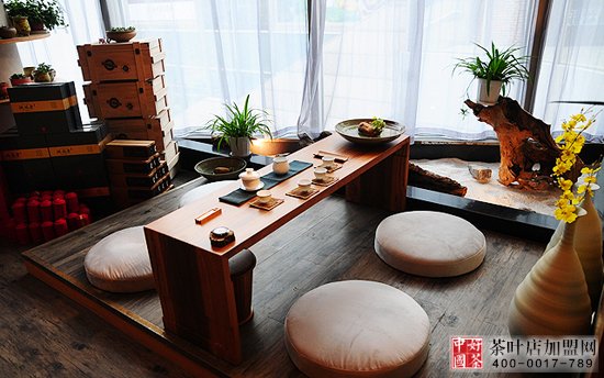 中式茶室茶楼的装修效果图，中国茶叶店加盟网