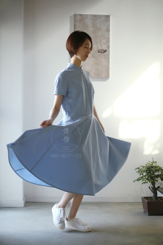 棉麻茶服禅服批发－棉麻女装夏款批发－惜物棉麻茶服经典女装连衣裙批发