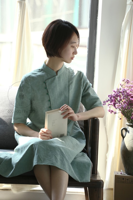 时尚茶服设计-棉麻茶服最新款式